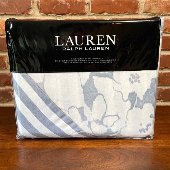 Ralph Lauren 3-Piece FULL QUEEN Duvet Cover Set WILLA Floral Chambray Cream - Picture 1 of 11